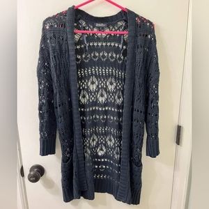 Navy Lucky Brand Open Knit Cardigan sz M
